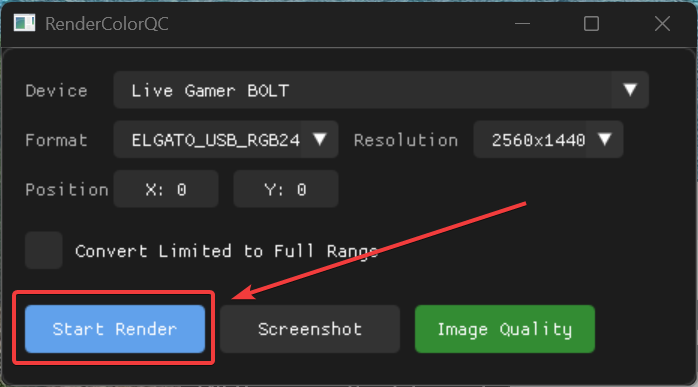 RenderColorQC Render Button
